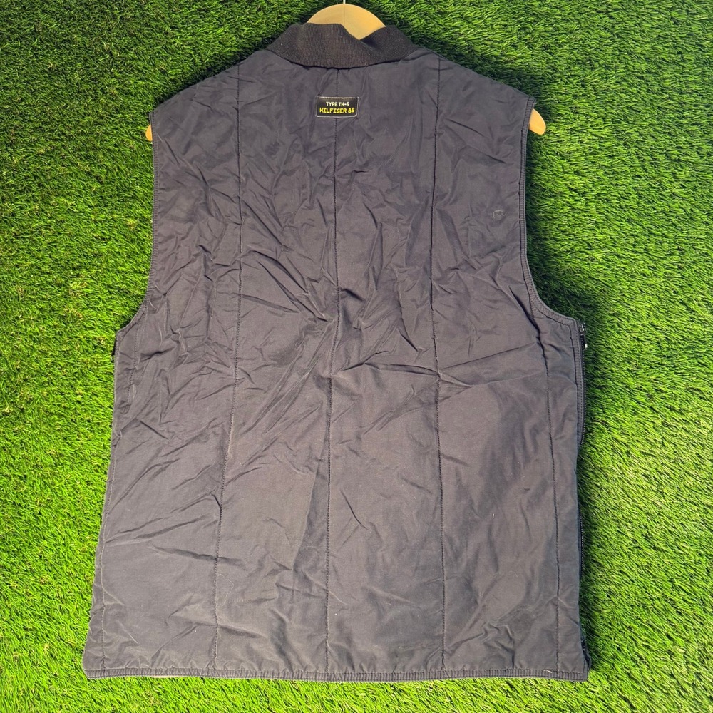Tommy Hilfiger Athletics Vintage Navy Blue Quarter Zip Side Zip Puffer Vest M - Picture 7 of 7